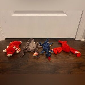 Ty Stuffed Animals Set - Red, Brown, Blue